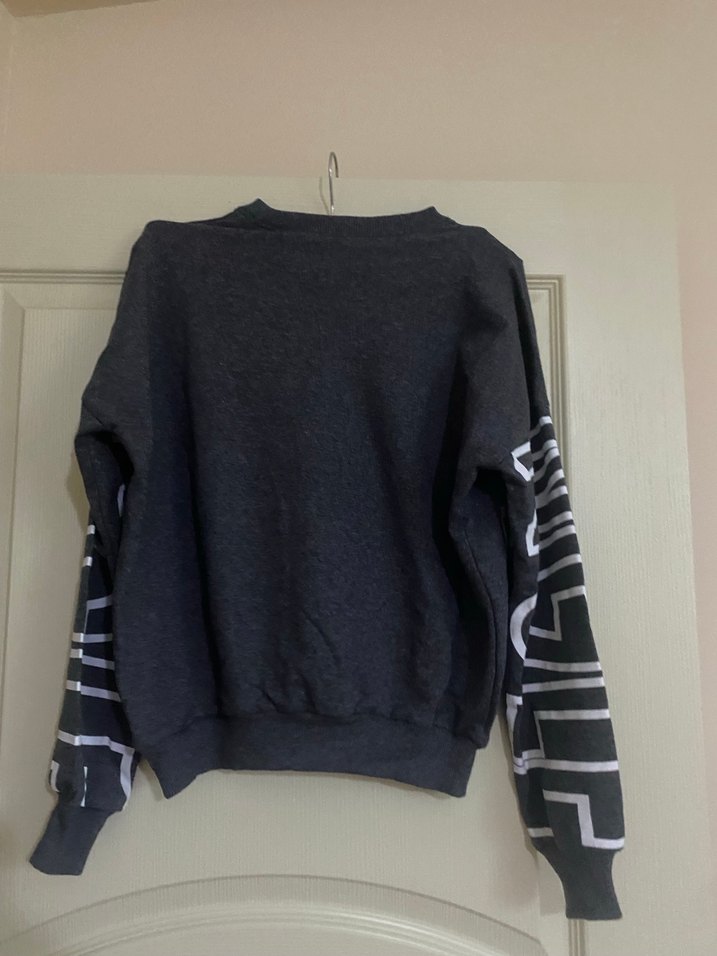 Gri Baskılı Kadın Sweatshirt - Görsel 3