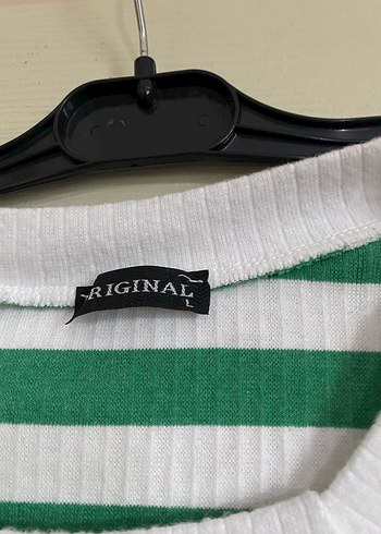 Yeşil Beyaz Çizgili Triko Kadın Kazak - Görsel 3