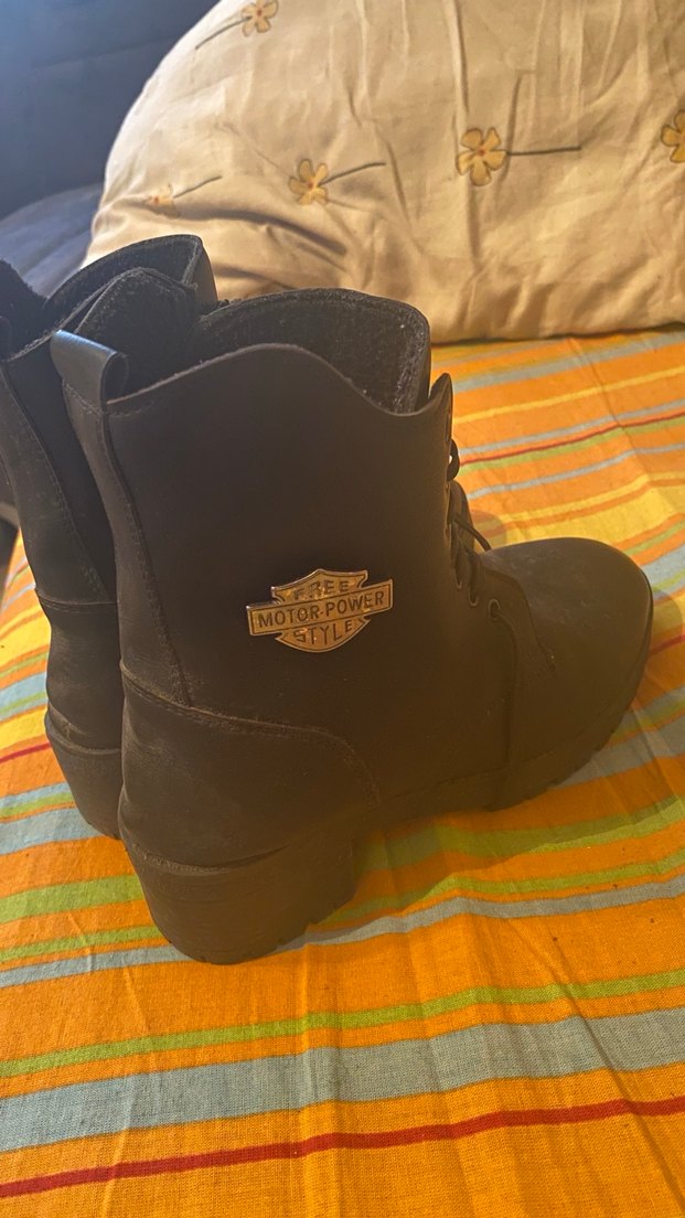 Siyah Kadın Stiletto Topuklu Punk Botlar - Görsel 2