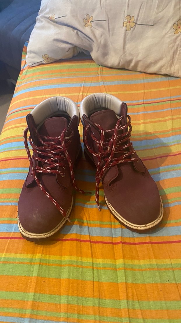 Bordo Süet Dolgu Topuk Bağcıklı Kadın Bot - Görsel 2