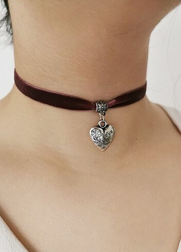  Beden Kalp kurdele choker 