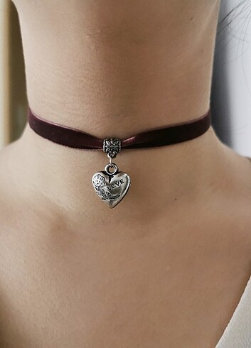  Beden mor Renk Kalp kurdele choker 