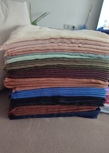 Pembe Keten Fular, Fırfırlı Kenar - Görsel 10