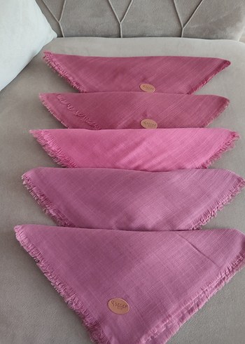 Pembe Keten Fular, Fırfırlı Kenar - Görsel 3