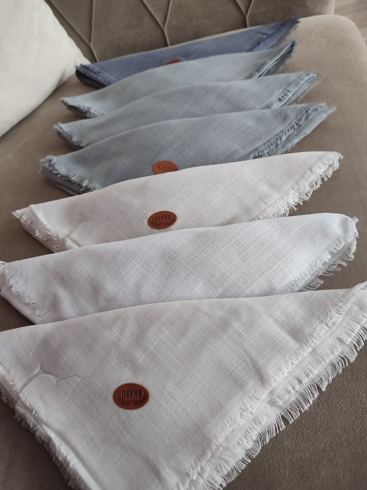 Pembe Keten Fular, Fırfırlı Kenar - Görsel 2