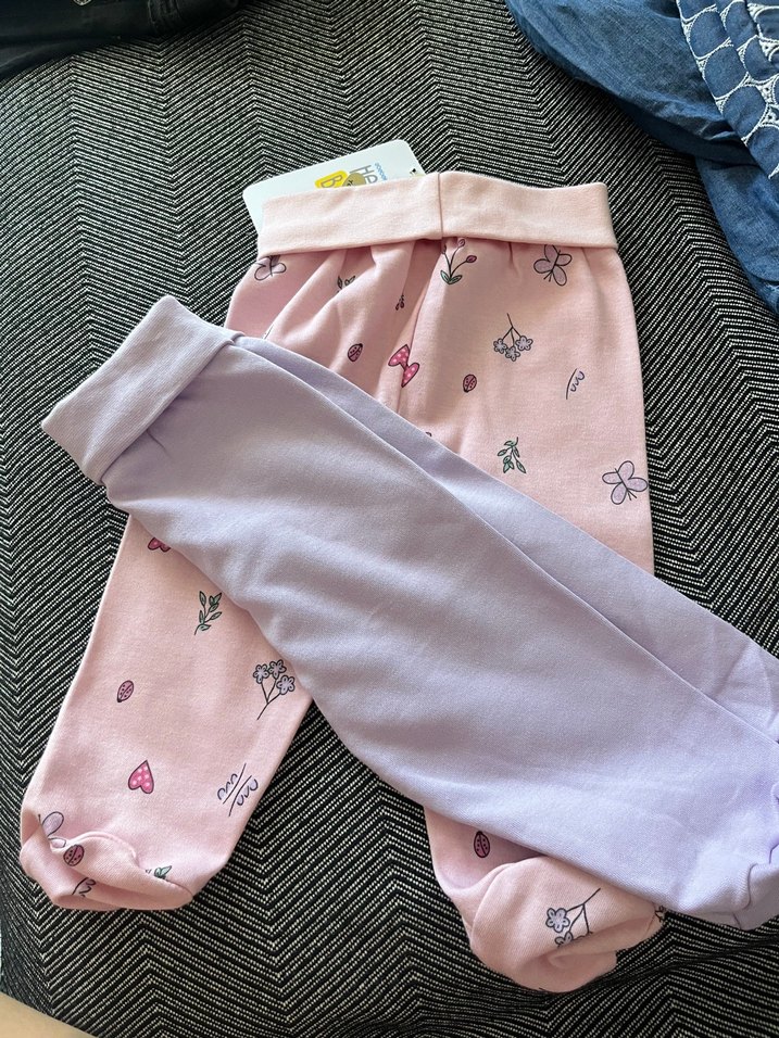 Pembe Desenli patikli 2li Bebek Kız eşofman altı - Görsel 2