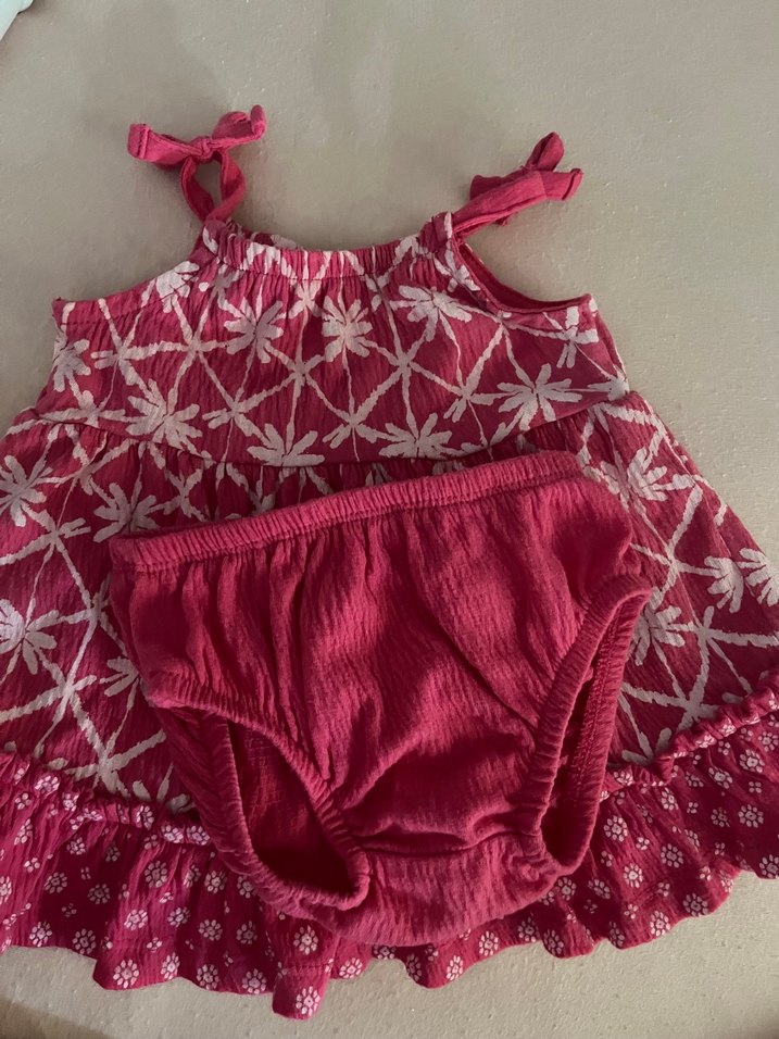 Kız Çocuk Pembe Fırfırlı Salaş Elbise - Görsel 2