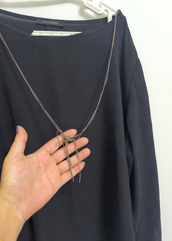 46 Beden siyah Renk Zincir Detaylı Paul mark 3 beden Bluz