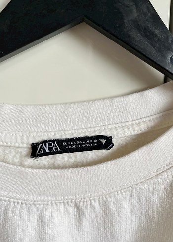 Zara Beyaz Basic Uzun Kollu Kadın Sweatshirt