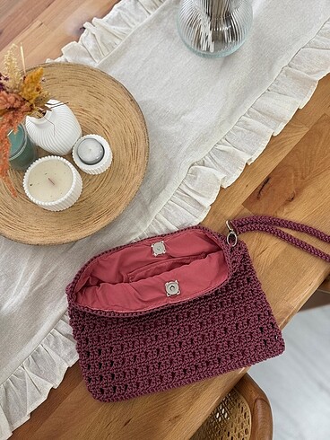Diğer Polyester makrome örgü clutch çanta