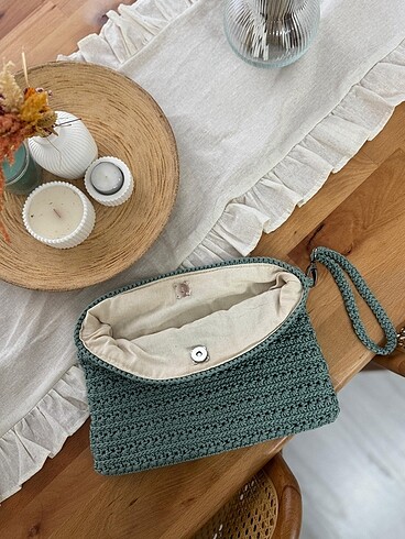 Diğer Polyester makrome örgü clutch çanta