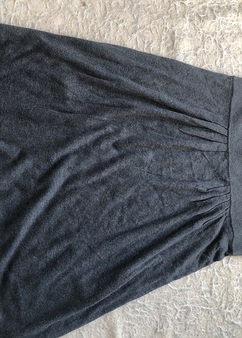 Gri Askılı Hamile Midi Elbise - Görsel 5