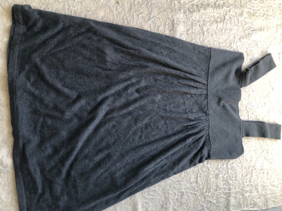 Gri Askılı Hamile Midi Elbise - Görsel 5