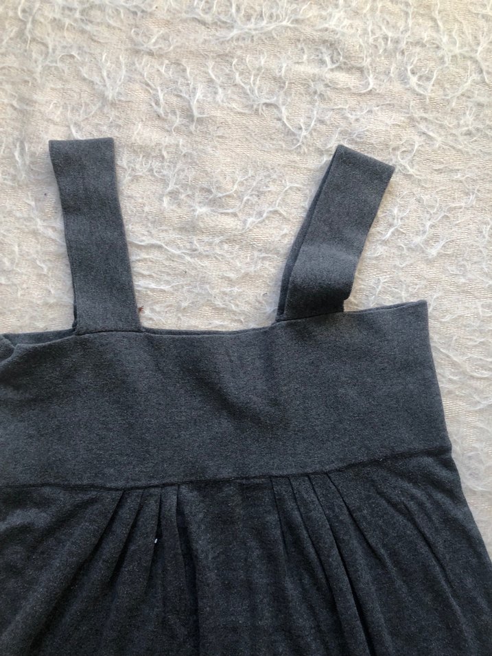 Gri Askılı Hamile Midi Elbise - Görsel 4