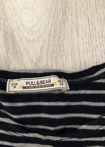 Düğmeli Çizgili Mavi Hamile Uzun Kollu Tişört - Görsel 2