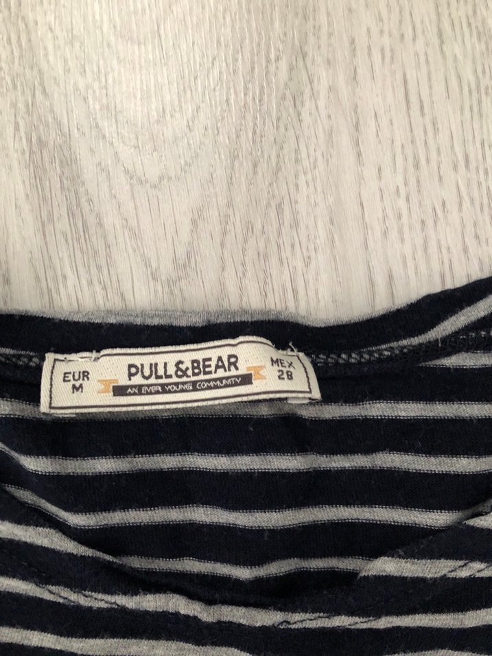 Düğmeli Çizgili Mavi Hamile Uzun Kollu Tişört - Görsel 2