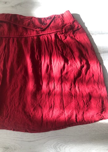 Düğmeli Kırmızı Midi Hamile Etek - Görsel 4