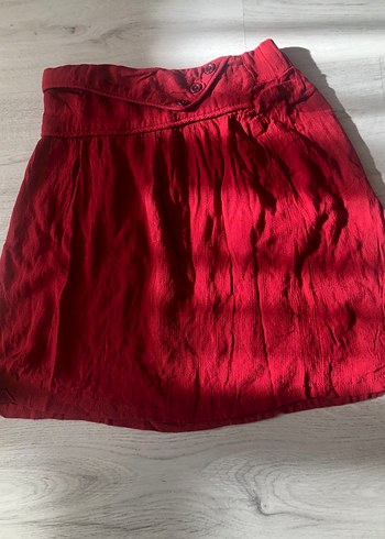 Düğmeli Kırmızı Midi Hamile Etek - Görsel 2