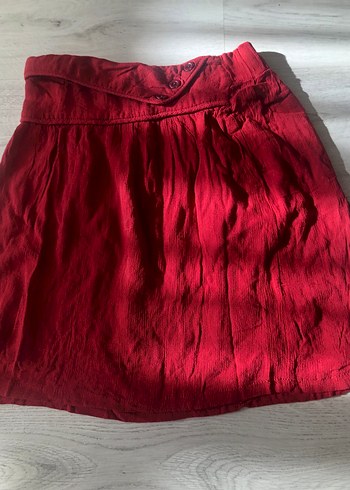 Düğmeli Kırmızı Midi Hamile Etek - Görsel 3