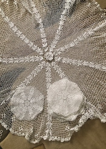 El Yapımı Bohem Dantel Yuvarlak Örtü - Görsel 8
