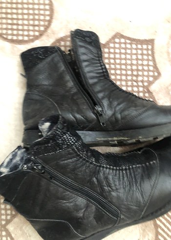 Fermuarlı Siyah Deri Kadın Bot - Görsel 6