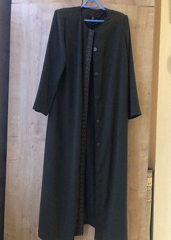 Düğmeli Uzun Haki Kadın Kaban - Görsel 12