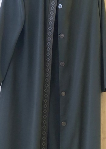 Düğmeli Uzun Haki Kadın Kaban - Görsel 16