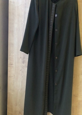 Düğmeli Uzun Haki Kadın Kaban - Görsel 9