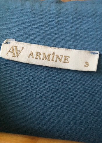 Düğmeli Mavi Nakışlı Uzun Keten Elbise - Görsel 12