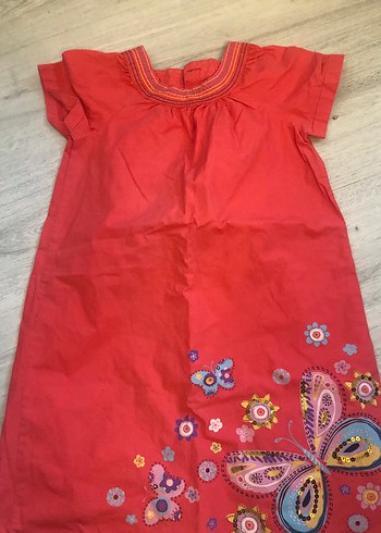 Kız Çocuk Nakışlı Kırmızı Bohem Elbise - Görsel 2