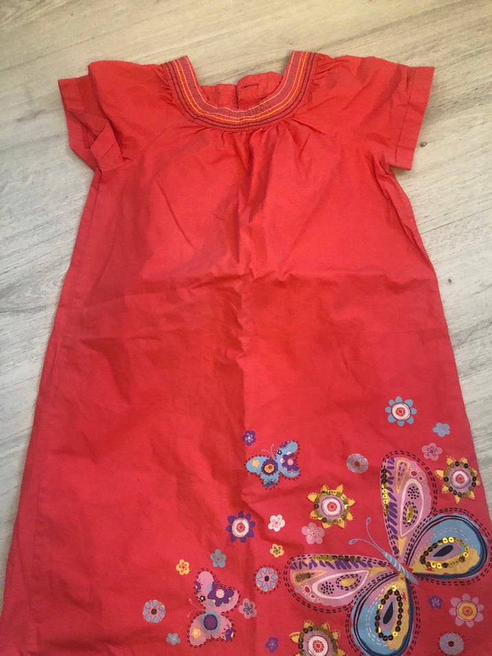 Kız Çocuk Nakışlı Kırmızı Bohem Elbise - Görsel 2