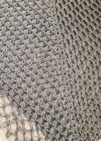 Gri Örgü Kadın Şal - Görsel 5