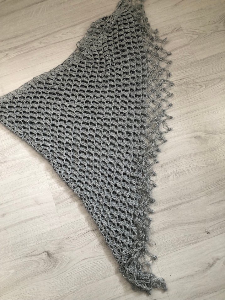 Gri Örgü Kadın Şal - Görsel 3