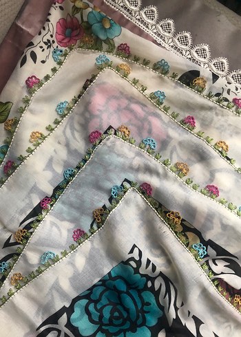 Dantel Detaylı Çok Renkli Bohem Kadın Fuları - Görsel 2