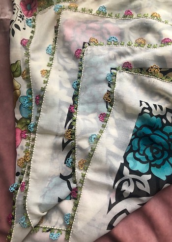 Dantel Detaylı Çok Renkli Bohem Kadın Fuları - Görsel 6