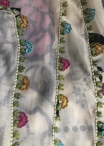 Dantel Detaylı Çok Renkli Bohem Kadın Fuları - Görsel 7