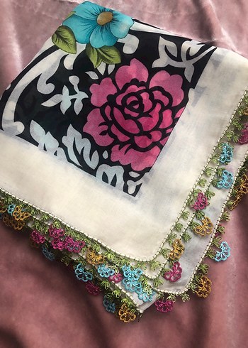 Dantel Detaylı Çok Renkli Bohem Kadın Fuları - Görsel 5