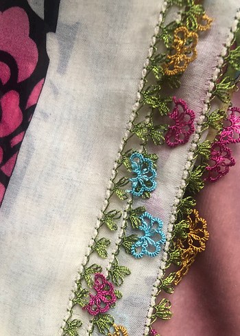 Dantel Detaylı Çok Renkli Bohem Kadın Fuları - Görsel 4