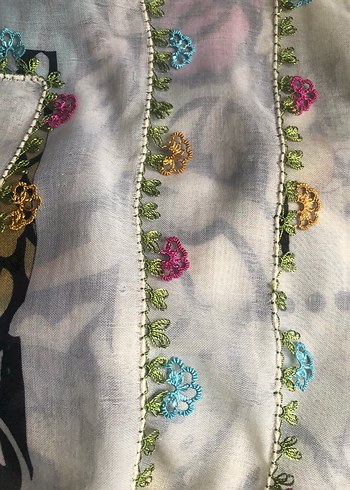 Dantel Detaylı Çok Renkli Bohem Kadın Fuları - Görsel 3