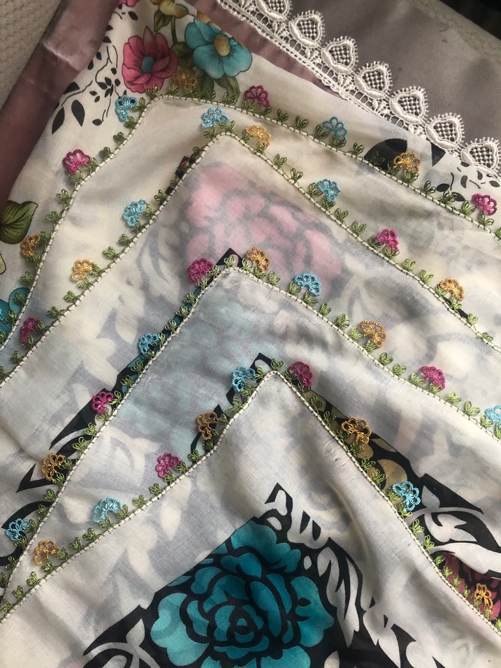 Dantel Detaylı Çok Renkli Bohem Kadın Fuları - Görsel 2