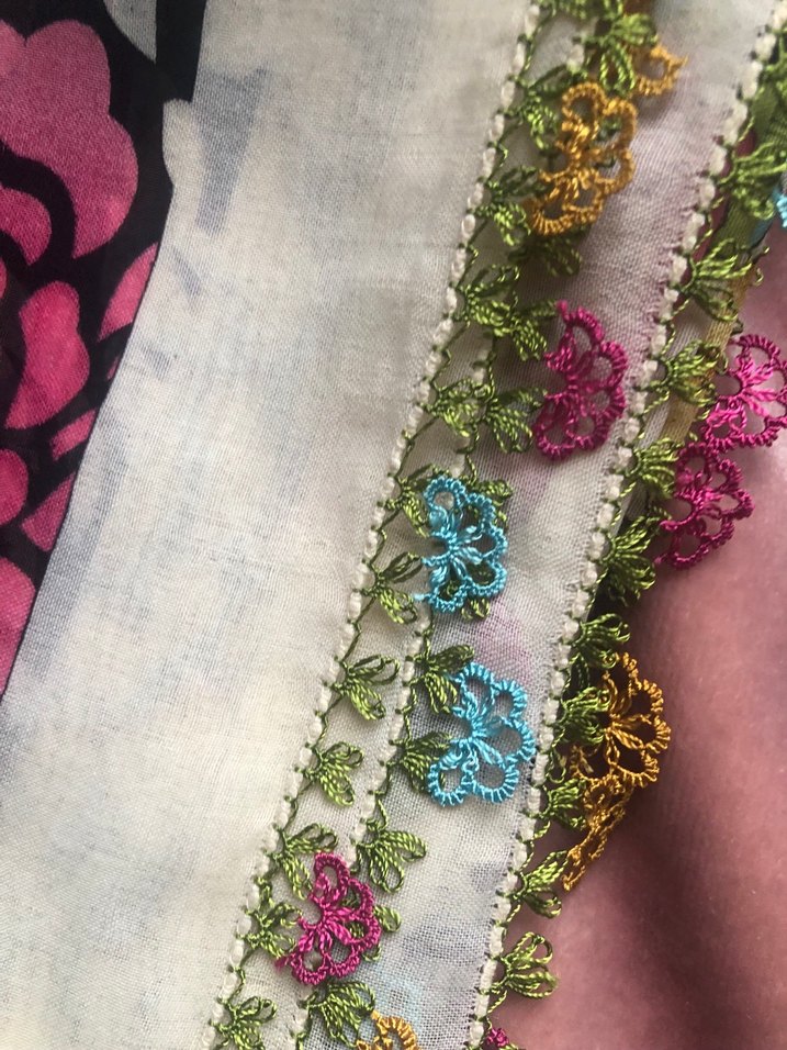 Dantel Detaylı Çok Renkli Bohem Kadın Fuları - Görsel 4