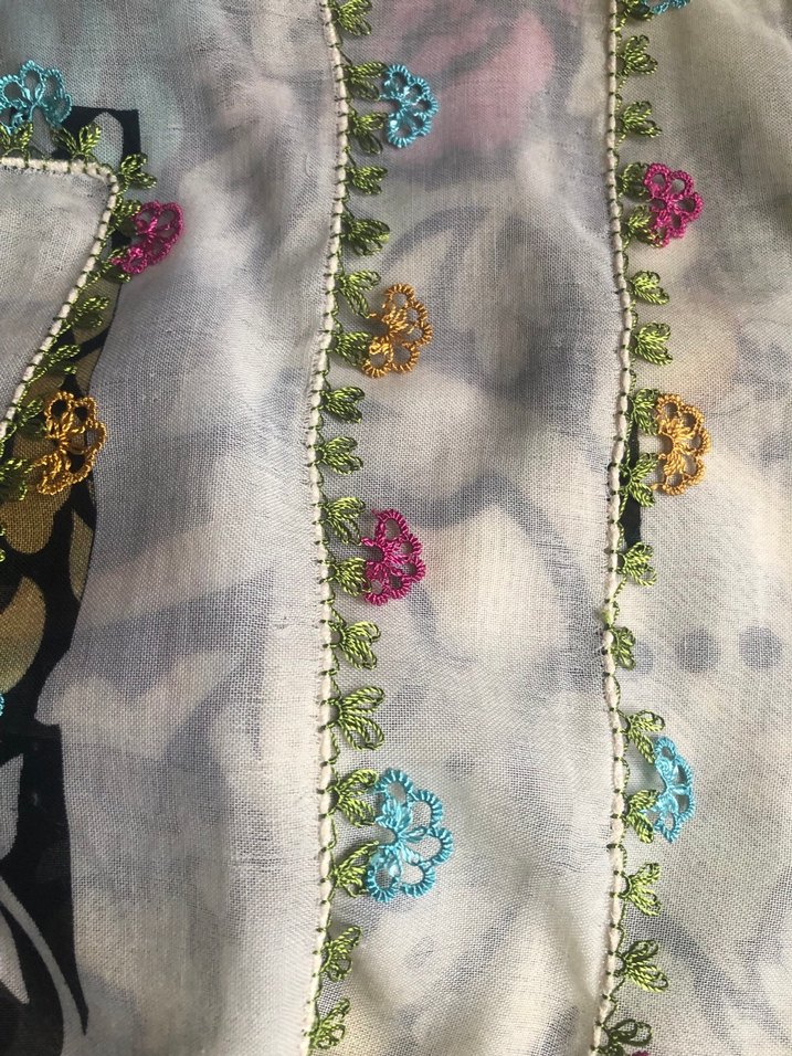 Dantel Detaylı Çok Renkli Bohem Kadın Fuları - Görsel 3