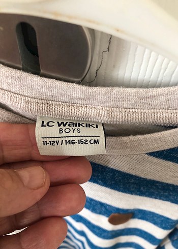 Mavi Gri Çizgili Erkek Çocuk Triko Kazak - Görsel 3