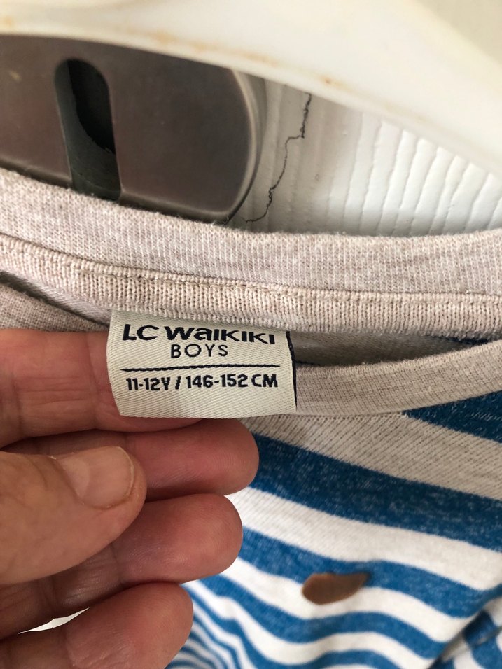 Mavi Gri Çizgili Erkek Çocuk Triko Kazak - Görsel 3