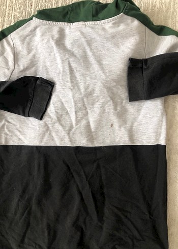 11-12 Yaş Beden yeşil Renk Kapüşonlu Fermuarlı Erkek Sweatshirt
