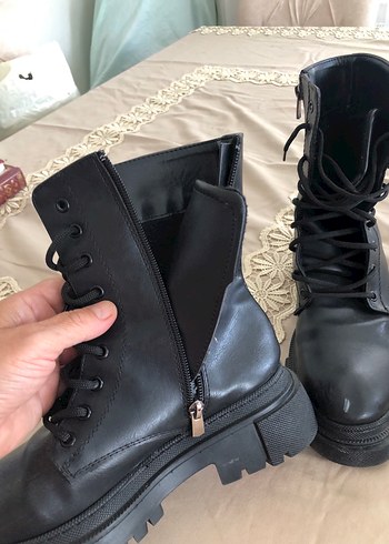 38 Beden Siyah Deri Gotik Stiletto Topuklu Bot