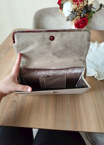 Beden ten rengi Renk Bej Süet Kadın Klasik Clutch Çanta