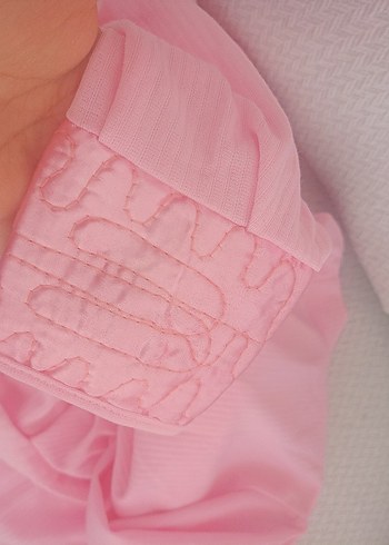 Pembe Nakışlı Uzun Kadın Sabahlık - Görsel 7