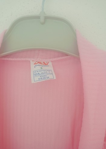 Pembe Nakışlı Uzun Kadın Sabahlık - Görsel 5