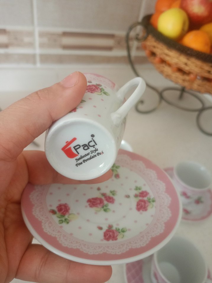 Pembe Desenli 4'lü Çay Fincanı Seti - Görsel 4